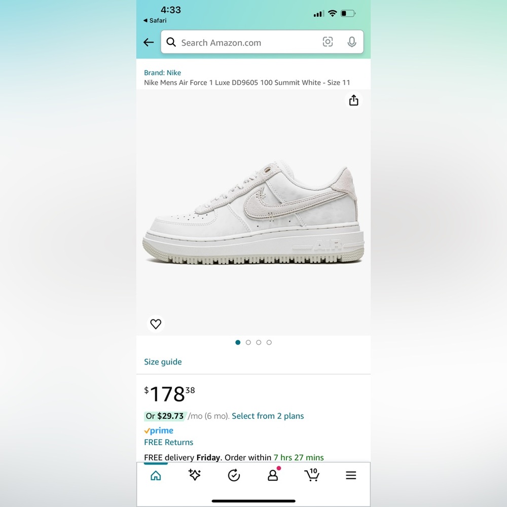 Nike men’s Air Force 1 Luxe in Summit White